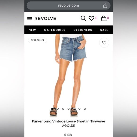 Agolde Parker Long Vintage Loose Short in Skywave High Waist Denim Jean 29 $138 - Picture 8 of 8